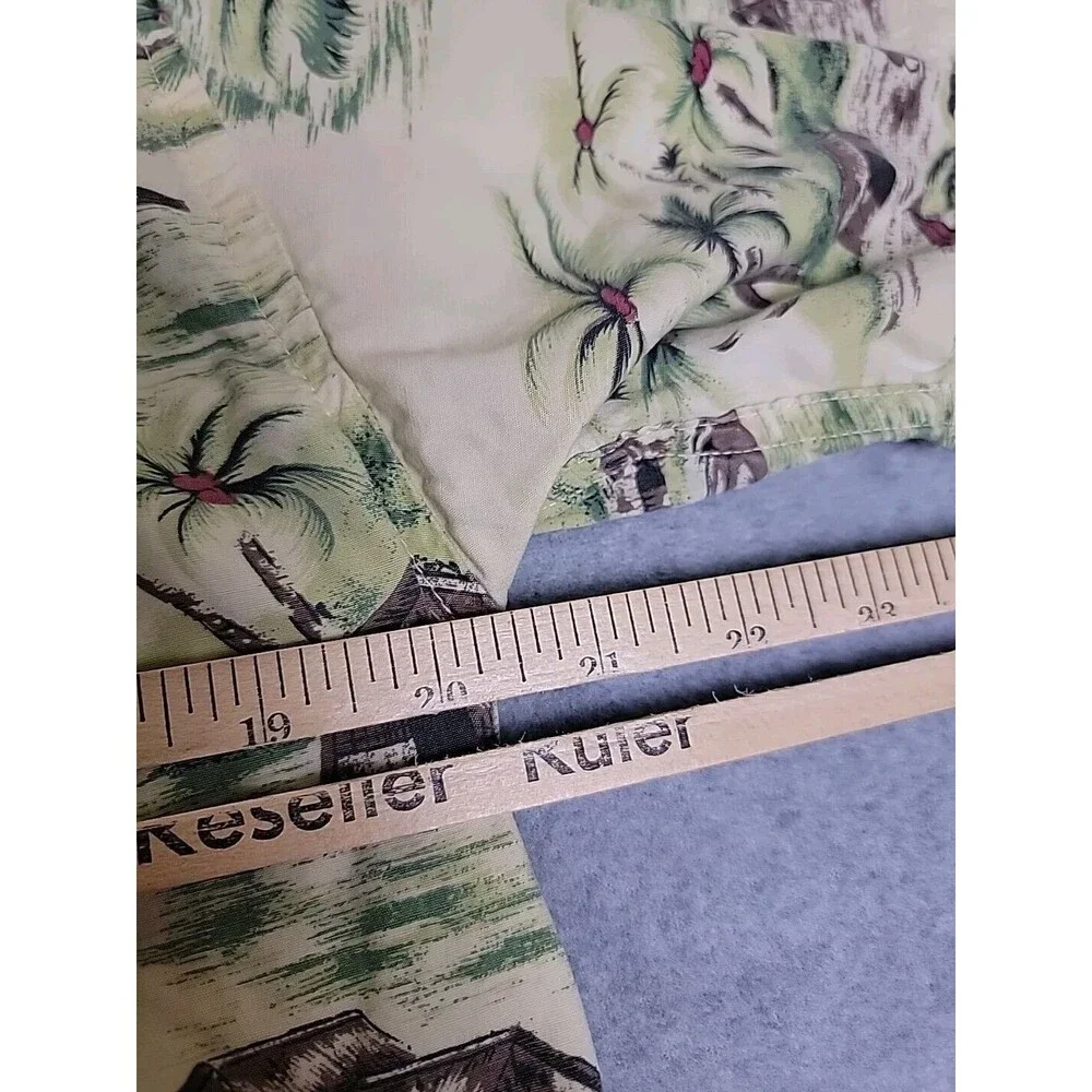 Vintage GAP‎ Hawaiian Shirt Mens L Brown Tiki Hut Native Cotton Pocket Dad Camp